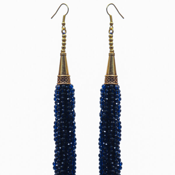 Gehna Jaipur Blue Sapphire Color Zircon Beads Dangle Style Earrings For Girls & Women CE-1169 - Image 2