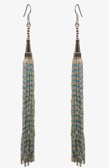 Gehna Jaipur Pearl & Turquoise Color Zircon Beads Dangle Style Earrings For Girls & Women CE-1170
