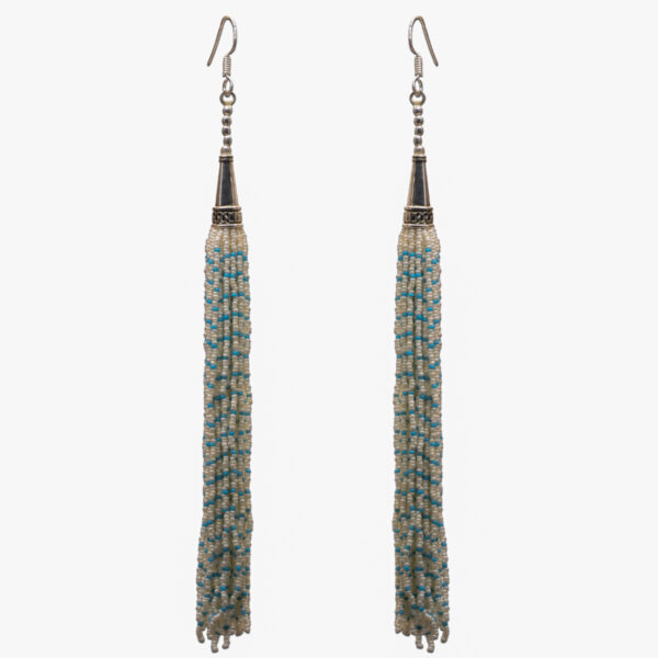 Gehna Jaipur Pearl & Turquoise Color Zircon Beads Dangle Style Earrings For Girls & Women CE-1170