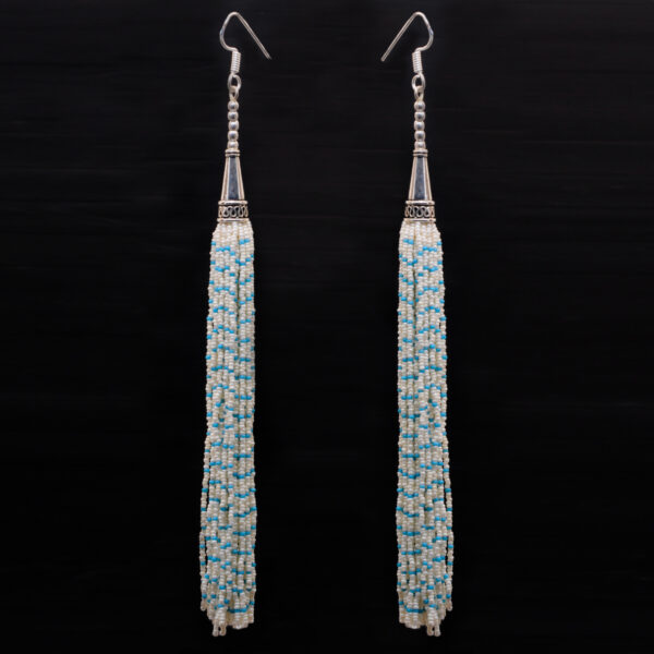 Gehna Jaipur Pearl & Turquoise Color Zircon Beads Dangle Style Earrings For Girls & Women CE-1170 - Image 7