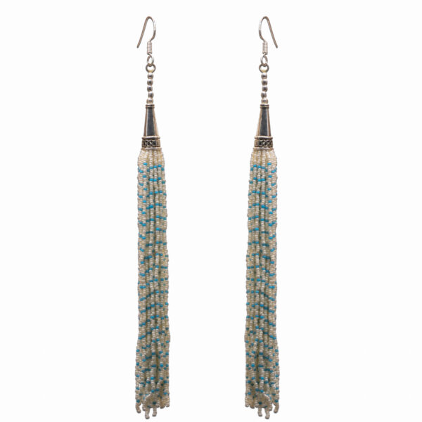 Gehna Jaipur Pearl & Turquoise Color Zircon Beads Dangle Style Earrings For Girls & Women CE-1170 - Image 6