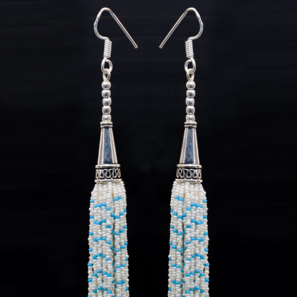 Gehna Jaipur Pearl & Turquoise Color Zircon Beads Dangle Style Earrings For Girls & Women CE-1170 - Image 4