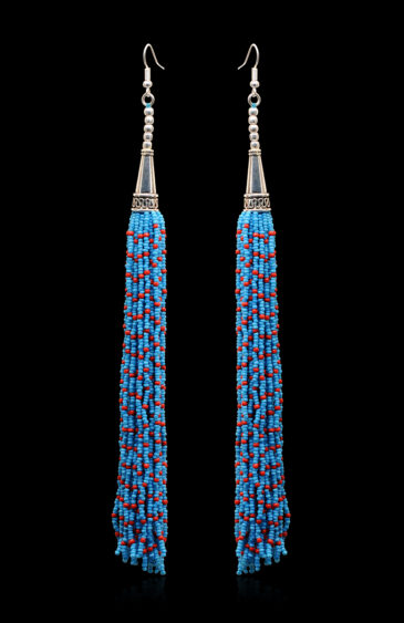 Gehna Jaipur Turquoise & Jasper Color Zircon Beads Dangle Style Earrings For Girls & Women CE-1171