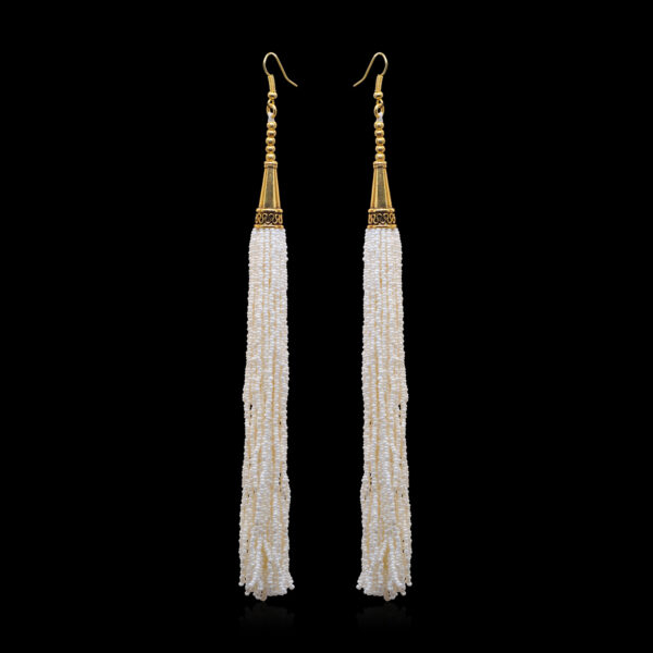 Gehna Jaipur Fine Quality Pearl Beaded Earrings In Yellow Gold Plating For Girls & Women CE-1174 - Image 3