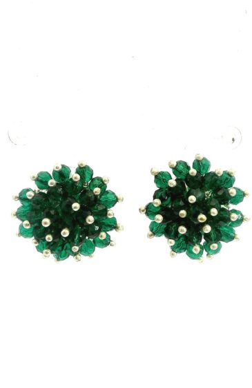 Gehna Jaipur Emerald Green Color Zircon Beads Studs For Girls & Women CE-1176
