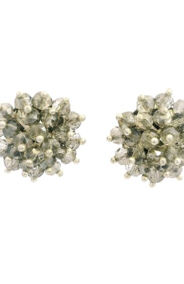 Gehna Jaipur Black Rutile Color Zircon Beads Studs For Girls & Women CE-1177