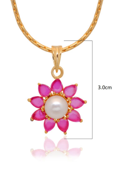Gehna Jaipur Pearl & Ruby Color Stone Studded Beautiful Delicate Set For Women For Girls & Women FP-1177
