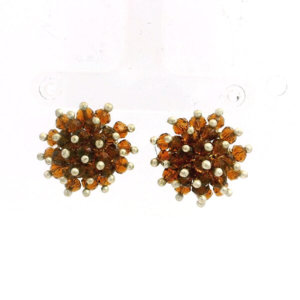 Gehna Jaipur Citrine Color Zircon Beads Studs For Girls & Women CE-1179 - Image 2