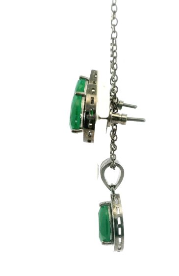 Gehna Jaipur Green Jade Color Stone Studded Beautiful Pendant Set For Girls & Women FP-1180