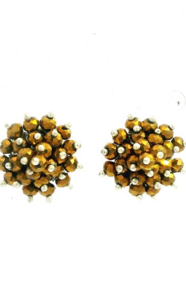 Gehna Jaipur Golden Pyrite Color Zircon Beads Studs For Girls & Women CE-1181