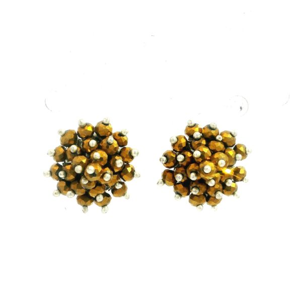 Gehna Jaipur Golden Pyrite Color Zircon Beads Studs For Girls & Women CE-1181