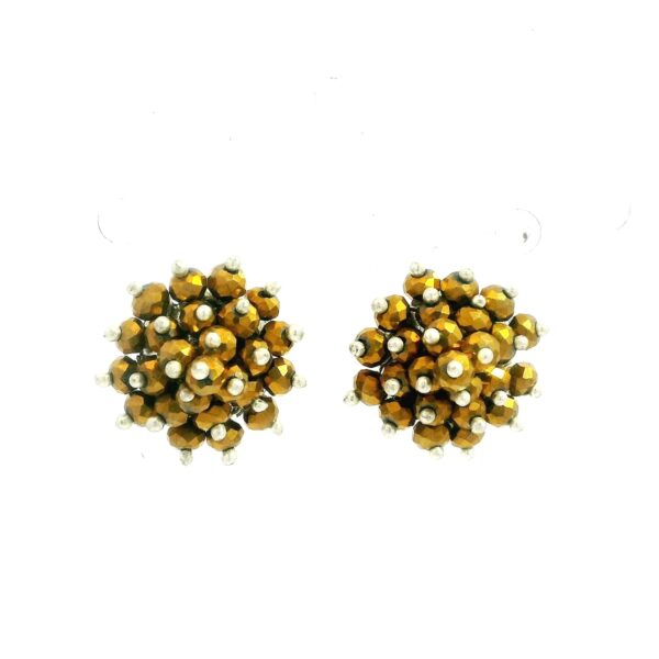 Gehna Jaipur Golden Pyrite Color Zircon Beads Studs For Girls & Women CE-1181 - Image 5