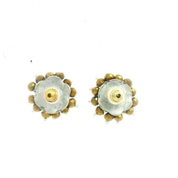 Gehna Jaipur Golden Pyrite Color Zircon Beads Studs For Girls & Women CE-1181 - Image 3