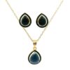Gehna Jaipur Blue Sapphire Color Stone Pendant & Earring Set Yellow Gold Rhodium For Girls & Women FP-1186