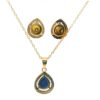Gehna Jaipur Blue Sapphire Color Stone Pendant & Earring Set Yellow Gold Rhodium For Girls & Women FP-1186 - Image 3