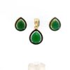 Gehna Jaipur Emerald Green Color Stone Studded Pendant & Earring Set Black Enamel For Girls & Women FP-1188