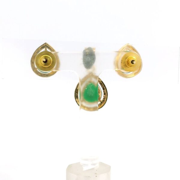Gehna Jaipur Emerald Green Color Stone Studded Pendant & Earring Set Black Enamel For Girls & Women FP-1188 - Image 3