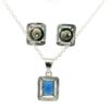 Gehna Jaipur Blue Sapphire Color Stone Baguette Studded Pendant & Earring Set For Girls & Women FP-1189 - Image 3