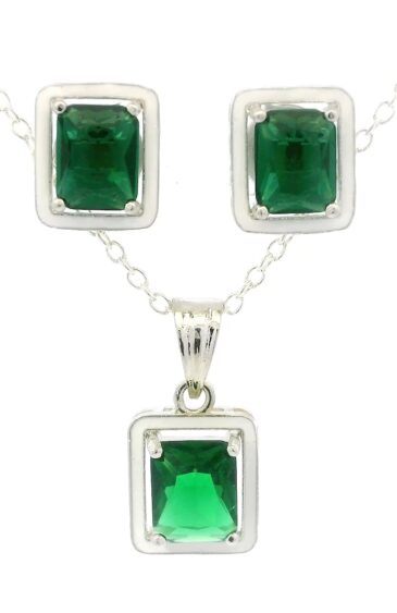 Gehna Jaipur Fine Quality Chrome Tourmaline Color Stone Baguette Studded Pendant Set For Girls & Women FP-1190
