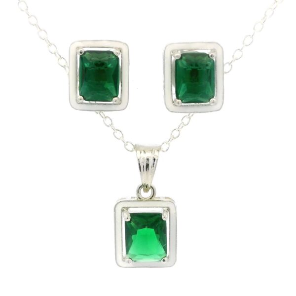Gehna Jaipur Fine Quality Chrome Tourmaline Color Stone Baguette Studded Pendant Set For Girls & Women FP-1190