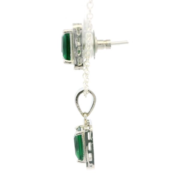 Gehna Jaipur Fine Quality Chrome Tourmaline Color Stone Baguette Studded Pendant Set For Girls & Women FP-1190 - Image 4
