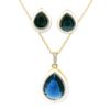 Gehna Jaipur Tear Drop Blue Sapphire Color Stone Studded Pendant & Earring Set For Girls & Women FP-1191