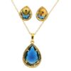 Gehna Jaipur Tear Drop Blue Sapphire Color Stone Studded Pendant & Earring Set For Girls & Women FP-1191 - Image 4