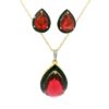 Gehna Jaipur Pear Shape Huge Size Red Garnet Color Stone Studded Pendant & Earring Set For Girls & Women FP-1192