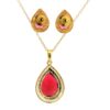 Gehna Jaipur Pear Shape Huge Size Red Garnet Color Stone Studded Pendant & Earring Set For Girls & Women FP-1192 - Image 4