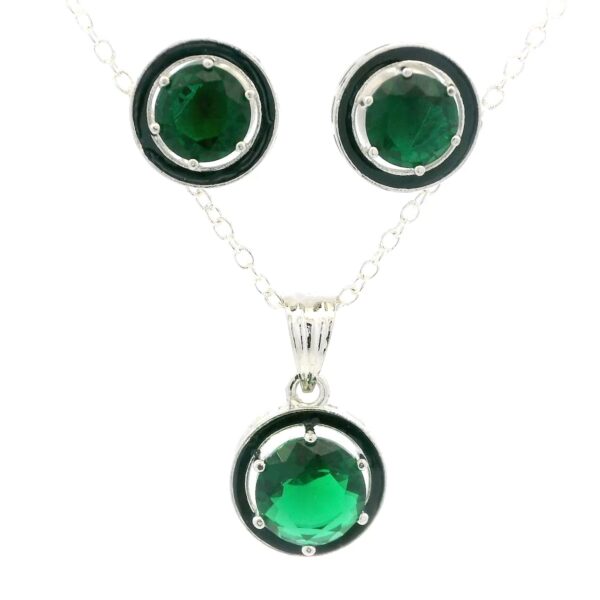 Gehna Jaipur Fine Quality Chrome Tourmaline Color Stone Round Studded Pendant Set For Girls & Women FP-1193