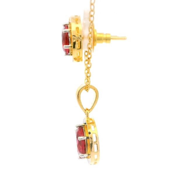Gehna Jaipur Round Shape Pink Tourmaline Color Stone Studded Pendant & Earring Set For Girls & Women FP-1194 - Image 4