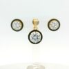 Gehna Jaipur Round Shape Cubic Zirconia Studded Pendant & Earring Set For Girls & Women FP-1196