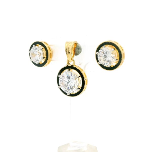 Gehna Jaipur Round Shape Cubic Zirconia Studded Pendant & Earring Set For Girls & Women FP-1196 - Image 4