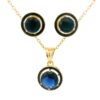 Gehna Jaipur Royal Blue Sapphire Color Round Shape Stone Studded Pendant & Earring Set For Girls & Women FP-1197