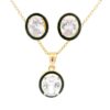 Gehna Jaipur Oval Shape Cubic Zirconia Studded Pendant & Earring Set For Girls & Women FP-1198