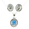 Gehna Jaipur Blue Sapphire Color Oval Shape Stone Studded Pendant & Earring Set For Girls & Women FP-1199 - Image 4