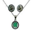 Gehna Jaipur Green Jade Color Oval Shape Stone Studded Pendant & Earring Set For Girls & Women FP-1200 - Image 3