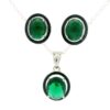 Gehna Jaipur Oval Shape Green Color Tourmaline Studded Pendant & Earring Set For Girls & Women FP-1202