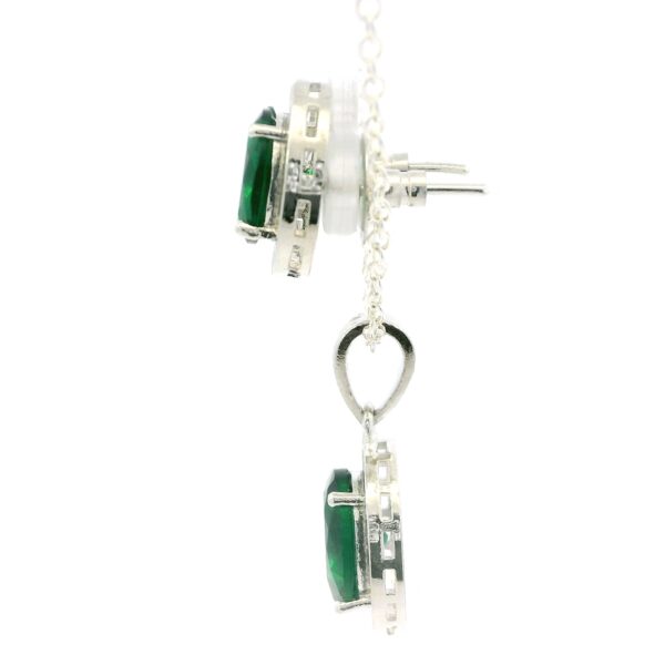 Gehna Jaipur Oval Shape Green Color Tourmaline Studded Pendant & Earring Set For Girls & Women FP-1202 - Image 4