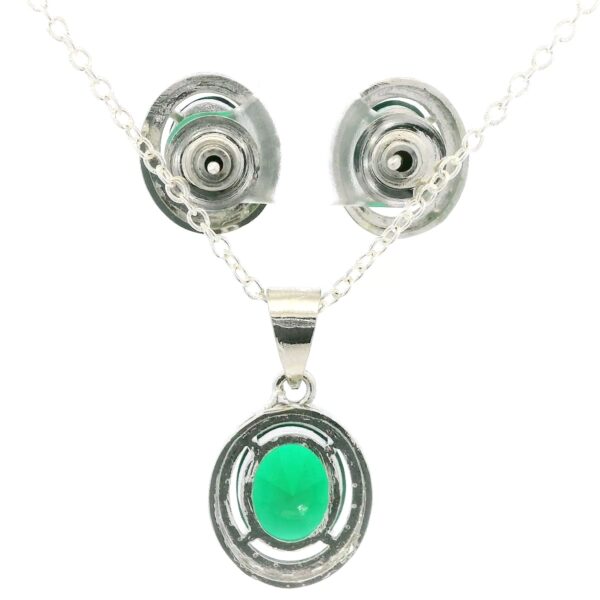 Gehna Jaipur Oval Shape Green Color Tourmaline Studded Pendant & Earring Set For Girls & Women FP-1202 - Image 3