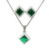 Gehna Jaipur Green Garnet Color Princess Cut Square Studded Pendant & Earring Set For Girls & Women FP-1204
