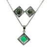 Gehna Jaipur Green Garnet Color Princess Cut Square Studded Pendant & Earring Set For Girls & Women FP-1204 - Image 3