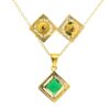 Gehna Jaipur Green Garnet Color Princess Cut Square Studded Pendant Set Yellow Rhodium For Girls & Women FP-1205 - Image 4