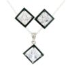 Gehna Jaipur Cubic Zirconia Princess Cut Square Studded Pendant & Earring Set For Girls & Women FP-1206