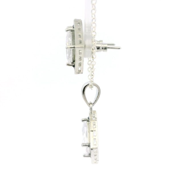 Gehna Jaipur Cubic Zirconia Princess Cut Square Studded Pendant & Earring Set For Girls & Women FP-1206 - Image 4