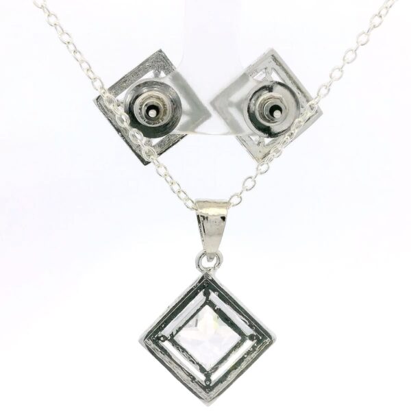 Gehna Jaipur Cubic Zirconia Princess Cut Square Studded Pendant & Earring Set For Girls & Women FP-1206 - Image 3
