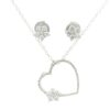 Gehna Jaipur Diamond Cut White Topaz Round Studded Heart Shape Pendant & Earring Set For Girls & Women FP-1208