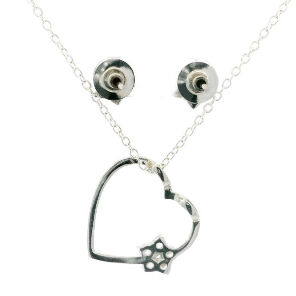 Gehna Jaipur Diamond Cut White Topaz Round Studded Heart Shape Pendant & Earring Set For Girls & Women FP-1208 - Image 4