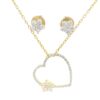 Gehna Jaipur Diamond Cut White Topaz Round Studded Heart Shape Pendant & Earring Set For Girls & Women FP-1209