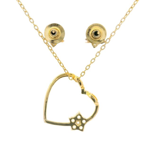 Gehna Jaipur Diamond Cut White Topaz Round Studded Heart Shape Pendant & Earring Set For Girls & Women FP-1209 - Image 4